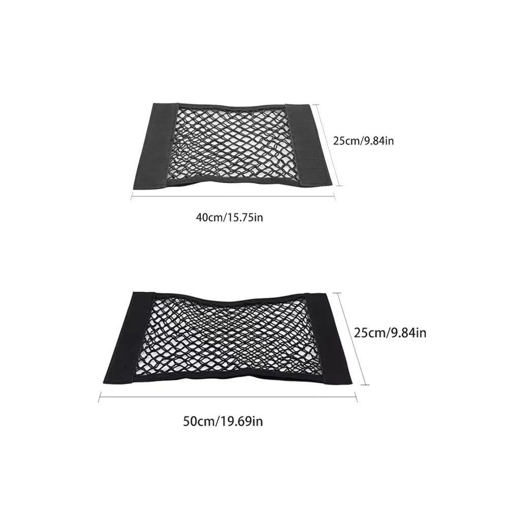 Car Storage Net Stretchable Mesh Pocket Net Magic Elastic Sticker Universal Rear Mesh Trunk Seat Bag Pocket Cage Auto Organizer