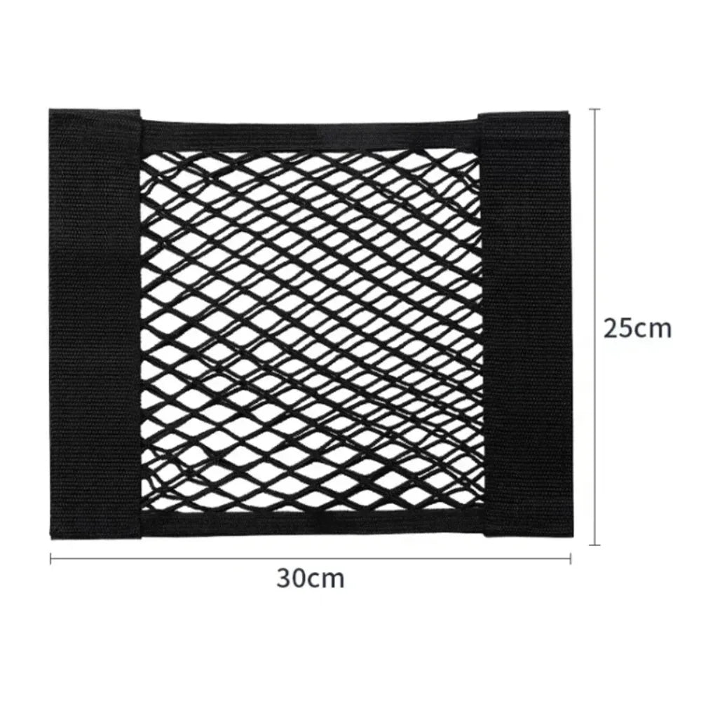 Car Storage Net Stretchable Mesh Pocket Net Magic Elastic Sticker Universal Rear Mesh Trunk Seat Bag Pocket Cage Auto Organizer