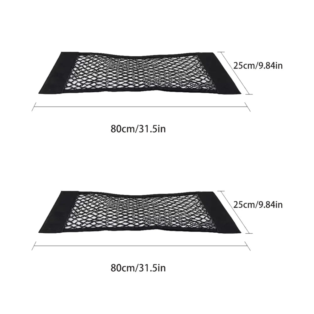 Car Storage Net Stretchable Mesh Pocket Net Magic Elastic Sticker Universal Rear Mesh Trunk Seat Bag Pocket Cage Auto Organizer