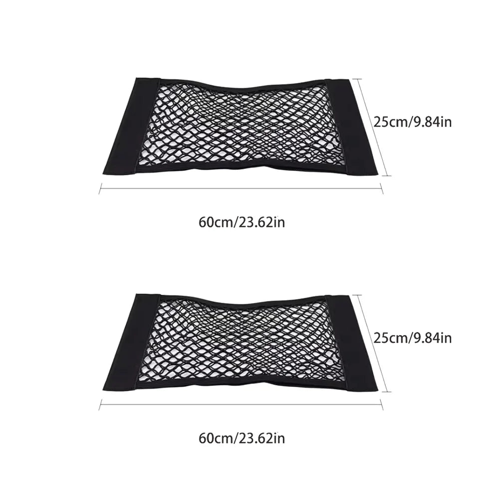 Car Storage Net Stretchable Mesh Pocket Net Magic Elastic Sticker Universal Rear Mesh Trunk Seat Bag Pocket Cage Auto Organizer
