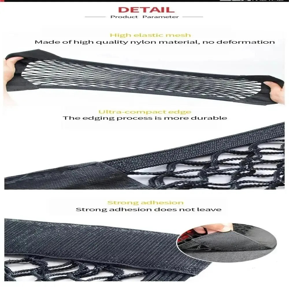 Car Storage Net Stretchable Mesh Pocket Net Magic Elastic Sticker Universal Rear Mesh Trunk Seat Bag Pocket Cage Auto Organizer