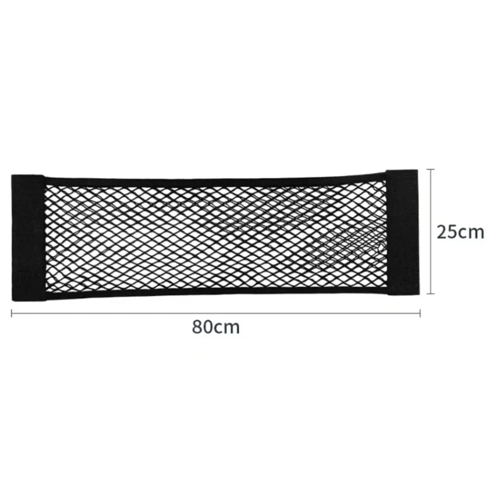 Car Storage Net Stretchable Mesh Pocket Net Magic Elastic Sticker Universal Rear Mesh Trunk Seat Bag Pocket Cage Auto Organizer